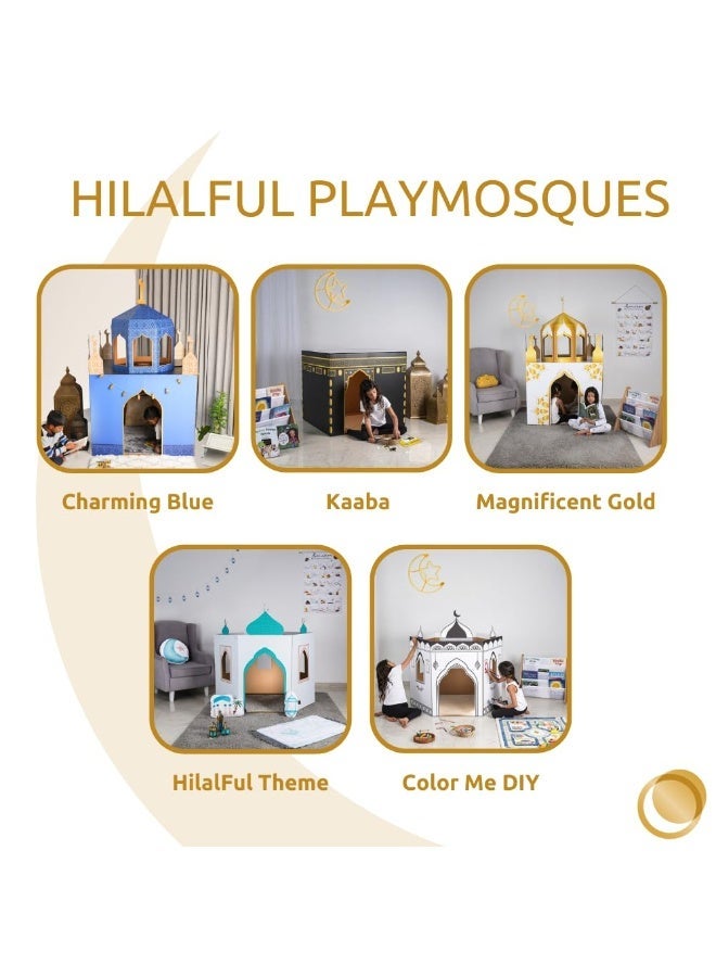 HilalFul Cardboard Gold Mosque Playhouse - | DIY Activity for Kids | Imaginative Play | For Indoor Play | Islamic Gift for Kids and Children | Eduactional and Learning Toy | Easy To Assemble - Image 5